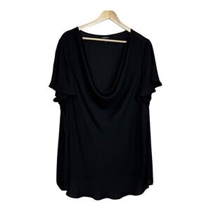 Torrid Black Plus Size Top 2‎ Cowl Neck Flutter Sleeve Flowy Blouse